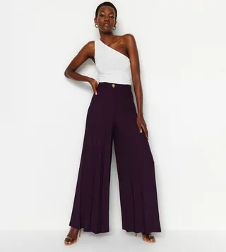 Pleated Wide Leg Trousers