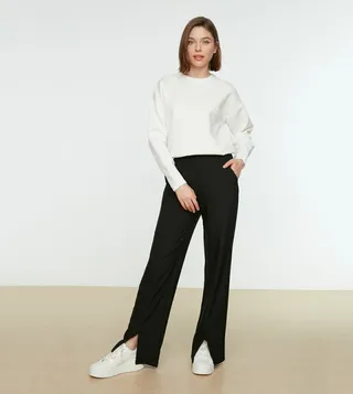 High Waist Slit Pocket Trousers