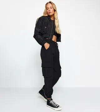 Drawstring Waist Cargo Jogger Pants