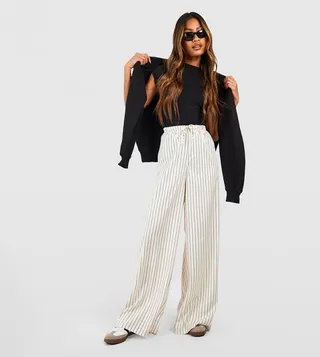 Stripe Wide Leg Floaty Trousers