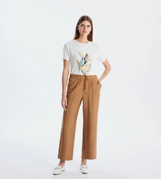 Drawstring Waist Straight Fit Trousers