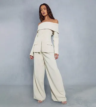 Tailored High Waisted Button Detail Trousers