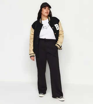Drawstring Waist Wide Leg Fleece Sweatpants
