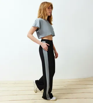 Side Panel Detail Wide Leg Trousers