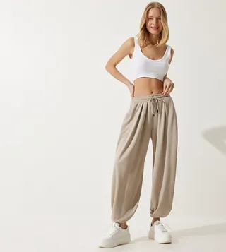 Drawstring Waist Shalwar Pants