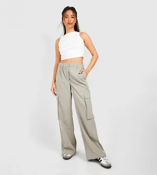 Asymmetric Waistband Detail Cargo Trousers