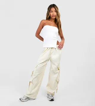 Pocket Detail Straight Fit Cargo Trousers