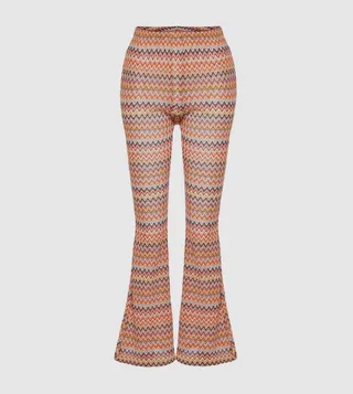 Geometric Patterned Elastic Waist Trousers