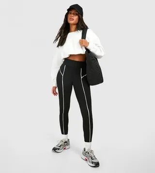 Black Contrast Binding Leggings
