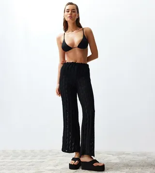 Openwork Elastic Waist Trousers