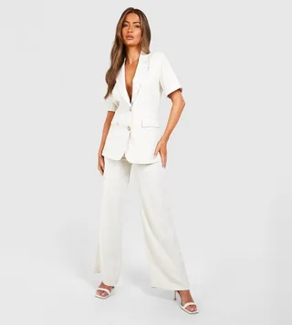 Linen Look Wide Leg Trousers