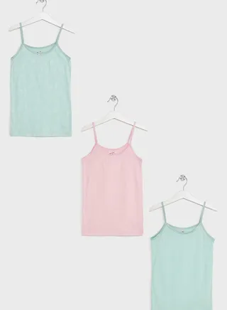 Pack Of 3 Printed Girls Camisole