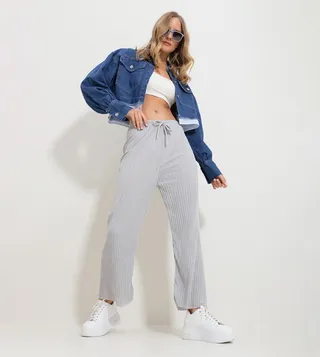 Drawstring Waist Straight Fit Pants