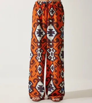 Patterned Drawstring Waist Pants