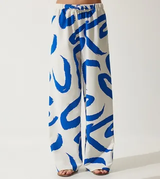 Patterned Drawstring Waist Pants