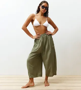 Solid Drawstring Waist Pants