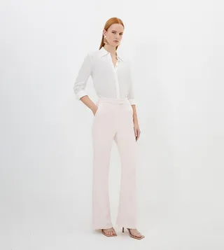 Compact Viscose Slim Leg Tailored Trousers