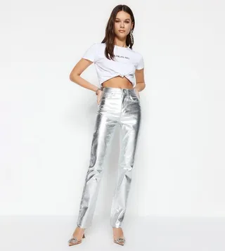Metallic Slim Fit Trousers