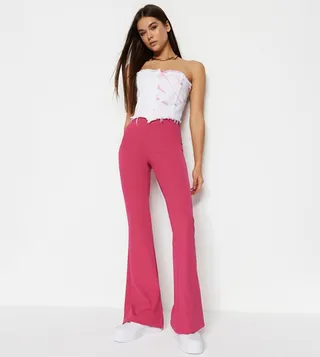 Solid Flared Knit Pants