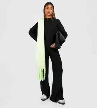 Soft Mixed Rib Wide Leg Trousers