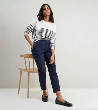 Stretch Cigarette Belted Trousers