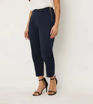 Side Zip Stretch Crop Trousers