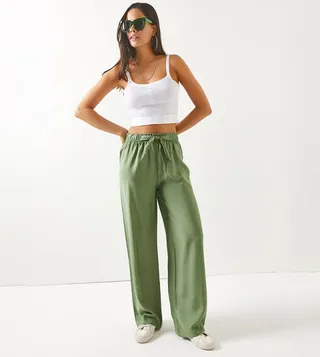 Drawstring Waist Palazzo Pants
