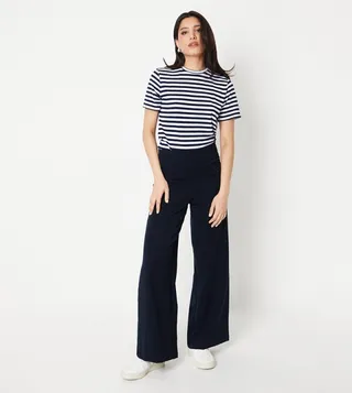 Panelled Waist Straight Fit Trousers