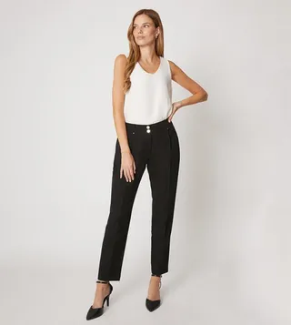 Black Smart Tapered Leg Trousers