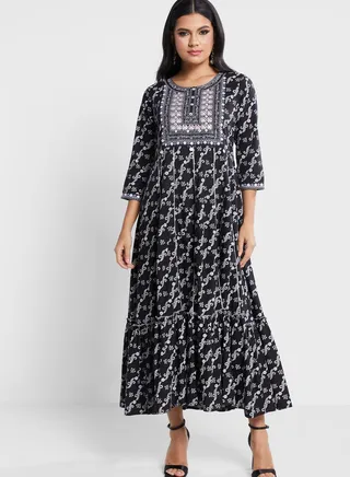Printed Embroidery Dress