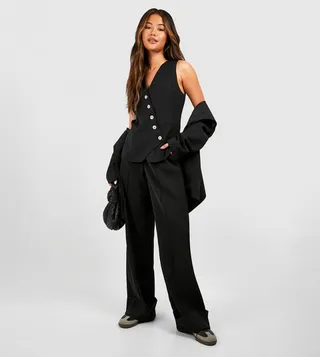 Solid Relaxed Fit Tailored Trousers