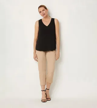 Side Zip Stretch Crop Trousers