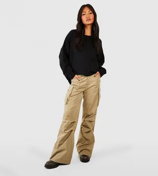 Ruched Detail Cargo Trousers