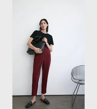 Double Crepe High Waist Dart Detail Trousers