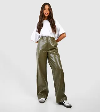 Croc Pu Wide Leg Trousers
