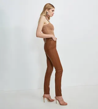 Stretch Leather Five Pocket Pants