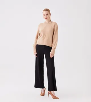 Self Patterned Wide Leg Trousers