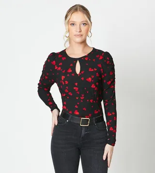 Keyhole Detail Long Sleeves Top