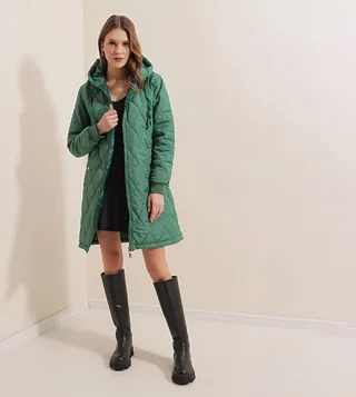 Solid Hooded Puffer Jacket