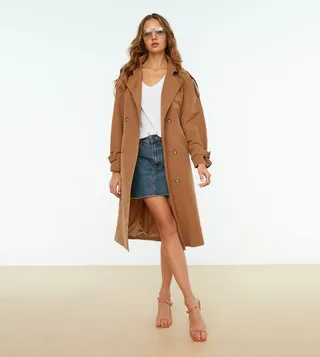 Belted Windbreaker Water Repellent Long Trench Coat