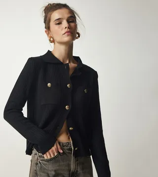 Metal Button Detail Cardigan