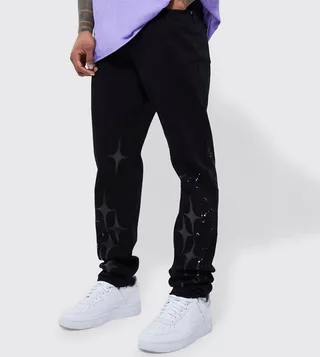 Pu Star Applique Slim Fit Jeans