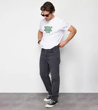 Washed Straight Fit Jeans