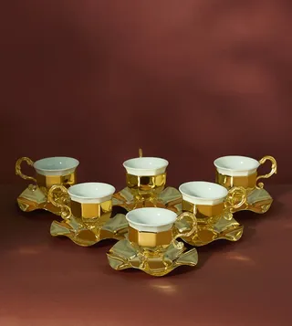 Handcrafted Coffee Set (Golden) 6 Pcs - Home Boutique Collection