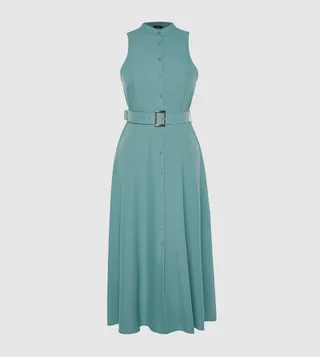 Solid Belted Woven Shirt Dress