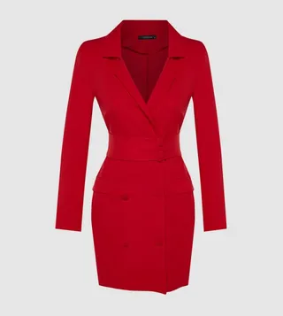 Solid Lapel Collar Blazer Dress