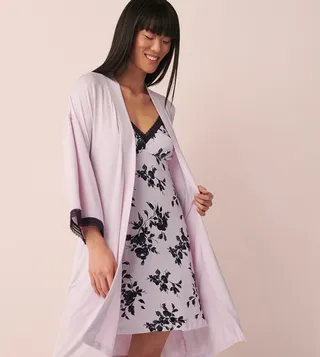 Soft Jersey Lace Trim Kimono
