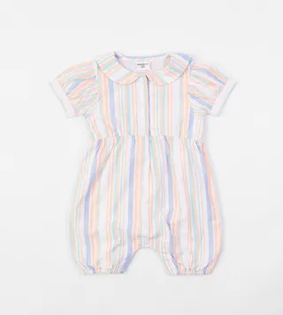 Striped Peterpan Collar Romper