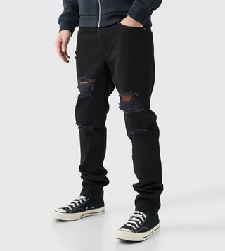 All Over Ripped Slim Fit Jeans