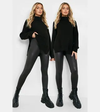 Pack of 2 Maternity Pu Leggings